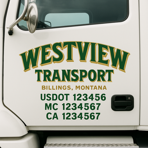 Custom Truck Door Decal Sticker Signs | US DOT Compliant Truck Door Lettering Templates | Make Your Own - Add Your Own Text (2-Pack)