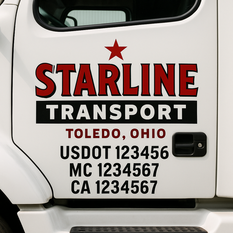 Custom Truck Door Decal Sticker Signs | US DOT Compliant Truck Door Lettering Templates | Make Your Own - Add Your Own Text (2-Pack)
