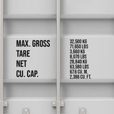 shipping container door decals max gross tare net cu cap