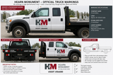 Custom Order of Truck Door Decal Signs for Hearn Monument | Official Truck Markings
