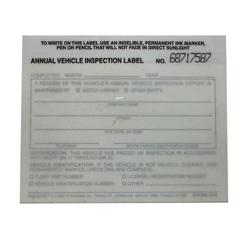Annual Vehicle Inspection Label Decal Sticker Sign