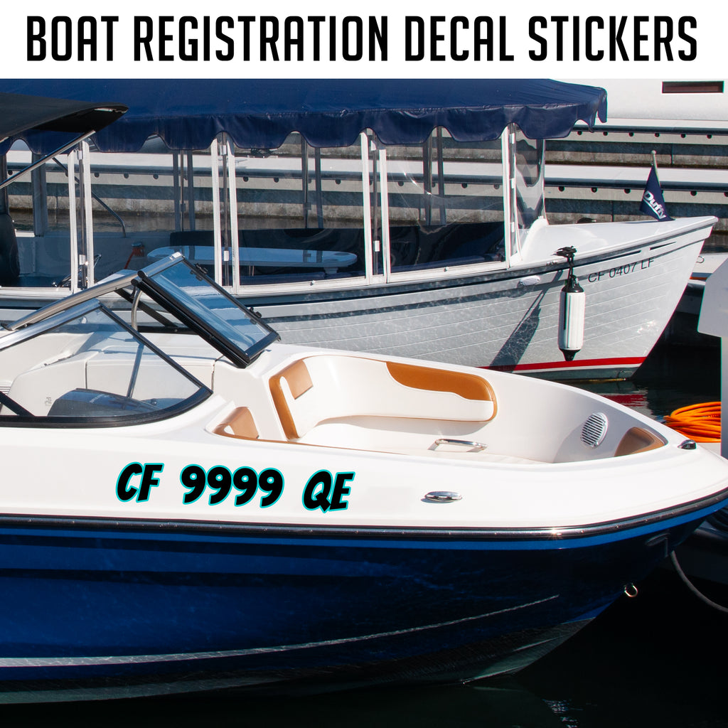Regulation Sticker Two Color Custom Boat Registration Numbers | Boat Regulation Sticker L ...