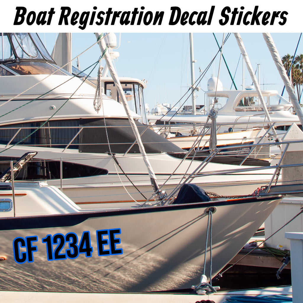 Regulation Sticker Two Color Custom Boat Registration Numbers | Boat Regulation Sticker L ...