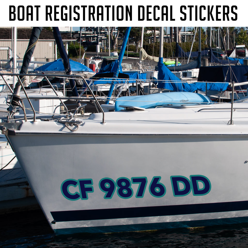 Regulation Sticker Two Color Custom Boat Registration Numbers | Boat Regulation Sticker L ...