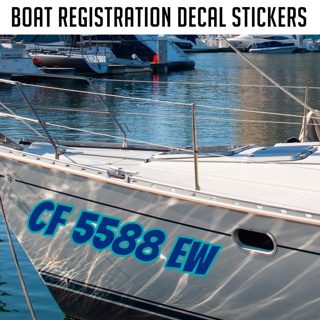 Regulation Sticker Two Color Custom Boat Registration Numbers | Boat Regulation Sticker L ...