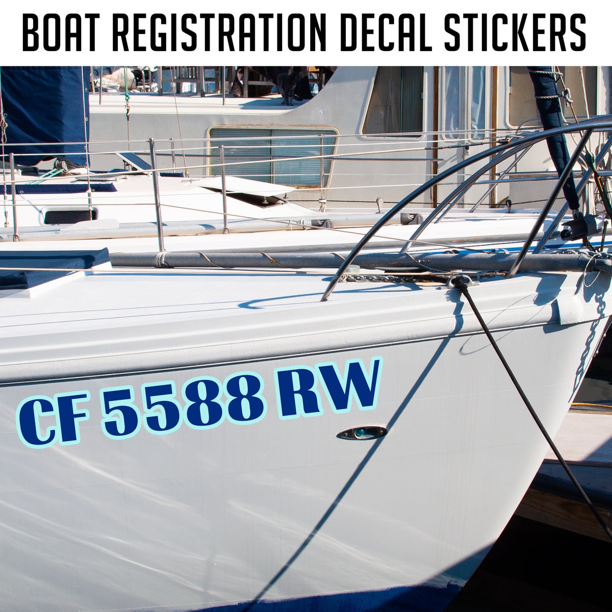 Regulation Sticker Two Color Custom Boat Registration Numbers | Boat Regulation Sticker L ...