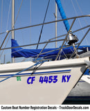 boat regulation number decals