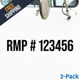 RMP # 123456 Number Regulation Decal Sticker (2 Pack)