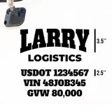 Company Truck Decal with 3 Regulation Numbers