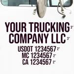 Company Name 2 Line with 3 Regulation Numbers Truck Decal