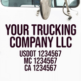 Company Name Decal with USDOT, MC, CA Number
