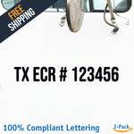 TX ECR # 123456 Number Regulation Decal Sticker (2 Pack)