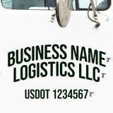 Curved Company Name 2 Line with 1 Regulation Number Truck Decal
