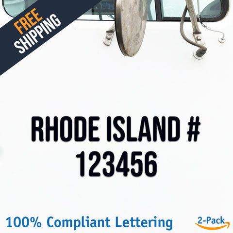 Rhode Island # 123456 Number Regulation Decal Sticker (2 Pack)