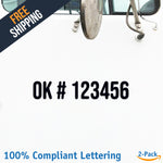 OK # 123456 Number Regulation Decal Sticker (2 Pack)