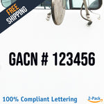 GACN # 123456 Number Regulation Decal Sticker (2 Pack)