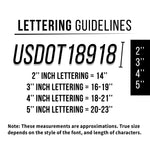 MC, DOT, CA & GVW Number Decal Sticker Lettering