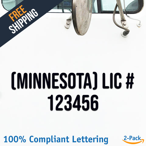 (Minnesota) LIC # 123456 Number Regulation Decal Sticker (2 Pack)