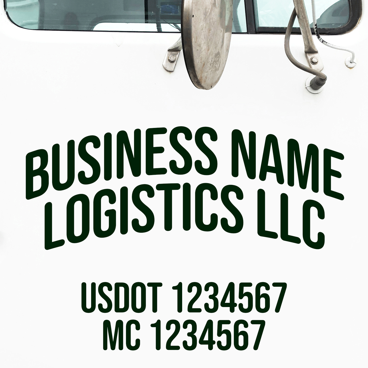 Curved Company Name 2 Line with 2 Regulation Numbers Truck Decal, USDO ...