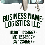 Curved Company Name 2 Line with 3 Regulation Numbers Truck Decal (USDOT Compliant)
