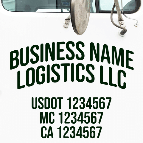 Curved Company Name Decal with USDOT, MC, & CA Numbers