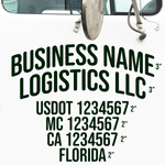 Curved Company Name 2 Line with 4 Regulation Numbers Truck Decal