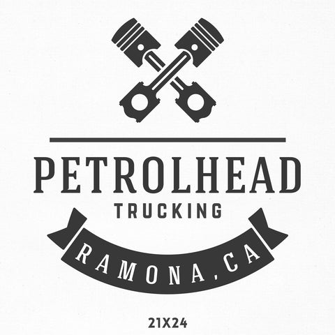 Company Name Decal with Location & Pistons