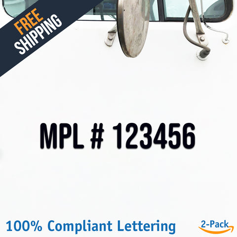 MPL # 123456 Number Regulation Decal Sticker (2 Pack)