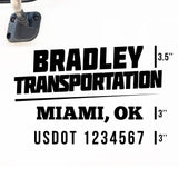 Company Truck Decal with 2 Regulation Numbers (USDOT)