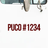 PUCO Number Decal Sticker