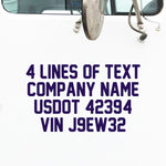4 Lines of Text Decal, USDOT, MC, VIN