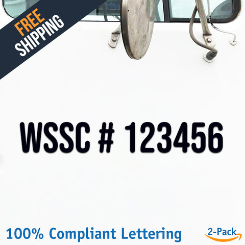 WSSC # 123456 Number Regulation Decal Sticker (2 Pack)
