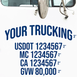 Company Name Line Truck Decal + 4 Regulation Lines, US DOT