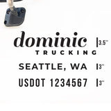 Company Truck Decal with 2 Regulation Numbers