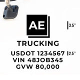 Company Truck Decal with 3 Regulation Numbers