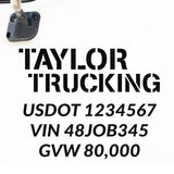 Company Name Truck Decal with Regulation Lines