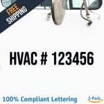 HVAC # 123456 Number Regulation Decal Sticker (2 Pack)
