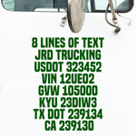 8 Lines of Text Truck Decals (USDOT)