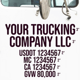 Company Name 2 Line with 4 Regulation Numbers Truck Decal