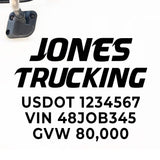 Company Name Truck Decal with Regulation Lines