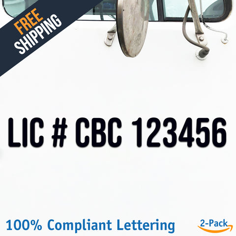 LIC # CBC 123456 Number Regulation Decal Sticker (2 Pack)
