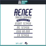 Company Name, Truck Door Decal, Location, USDOT, MC, CA, GVW