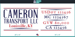 Company Name, Truck Door Decal, Location, USDOT, MC, CA, GVW