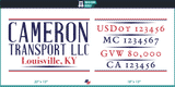 Company Name, Truck Door Decal, Location, USDOT, MC, CA, GVW