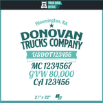 Company Name, Truck Door Decal, Location, USDOT, MC, CA, GVW