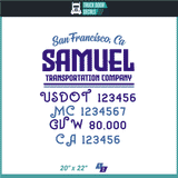 Company Name, Truck Door Decal, Location, USDOT, MC, CA, GVW