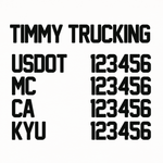 company name usdot mc ca kyu decal