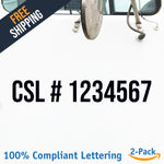CSL # 123456 California Contractors State License Board Number Regulation Decal Sticker (2 Pack)