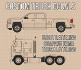 Company Name 2 Lines + 5 Location Or Regulation Numbers Truck Lettering Decal (USDOT, MC, GVW, CA), 2 Pack