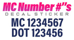 mc & usdot number decal sticker